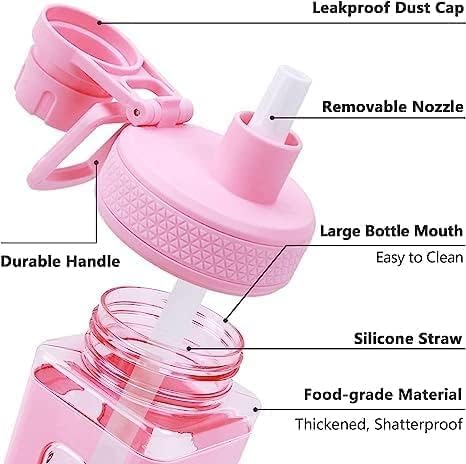 Kawaii Water Bottle with Straw & Stickers – Cute Portable Square Bottle