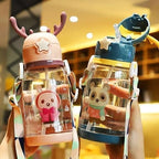 Cute Kids Cartoon Water Bottle with Sipper – Leak-Proof BPA-Free 550ml