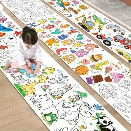 Drawing Paper Roll for Kids 30×300 cm – Large Animal World Coloring Sheet