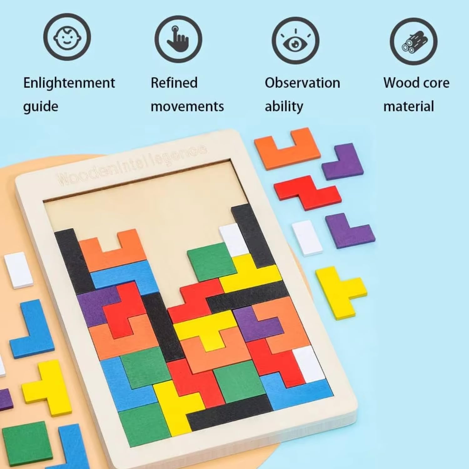 Wooden Montessori Puzzle Toy for Kids & Adults – Brain Teaser & Learning Game