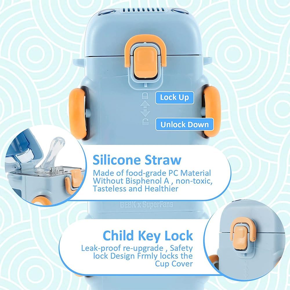 Bus-Shaped Kids Water Bottle 500ML with Straw & Strap – Leak-Proof Design