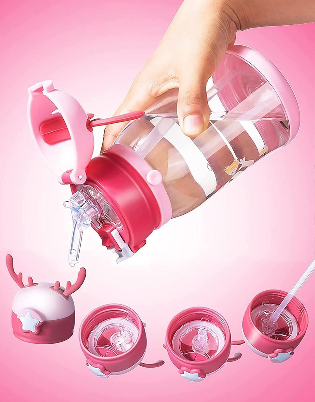 Cute Kids Cartoon Water Bottle with Sipper – Leak-Proof BPA-Free 550ml