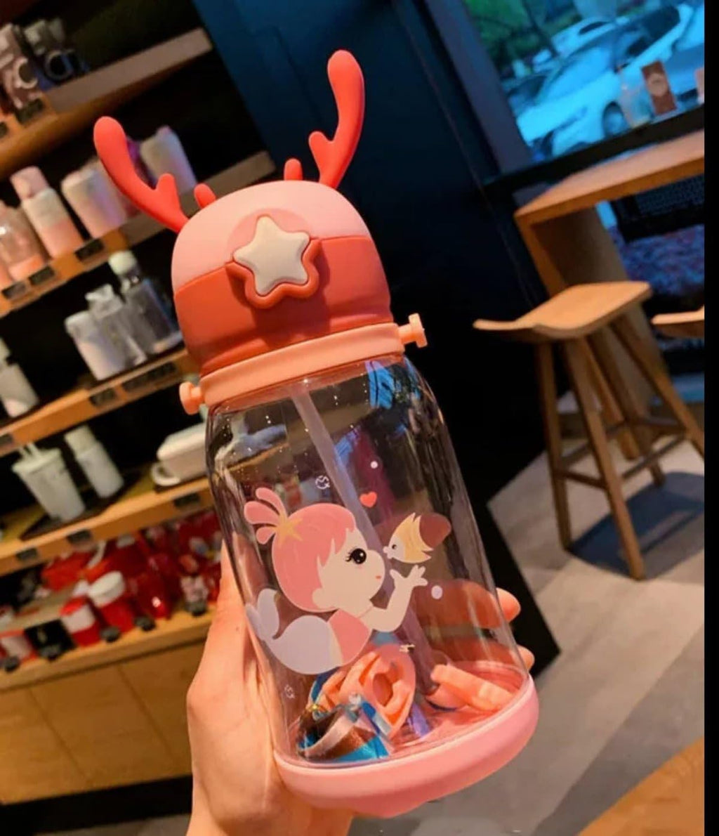 Cute Kids Cartoon Water Bottle with Sipper – Leak-Proof BPA-Free 550ml