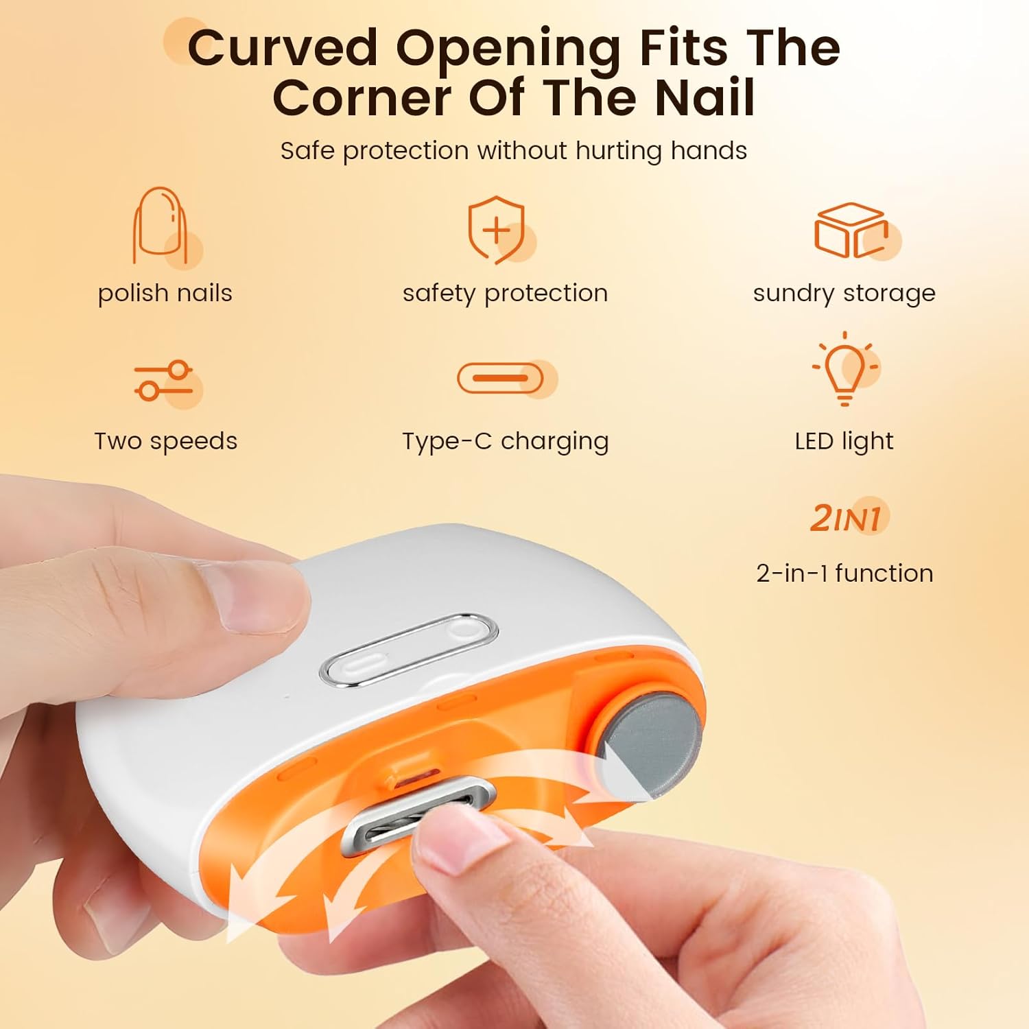 2-Speed Electric Nail Clipper & Polisher with LED, Safe for Kids & Seniors
