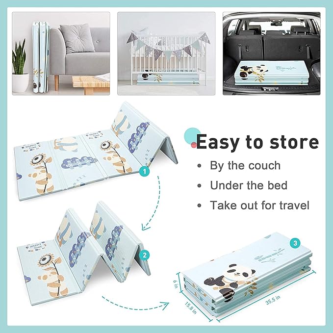 Foldable Waterproof Baby Play Mat | Large Non-Toxic Foam Floor Mat