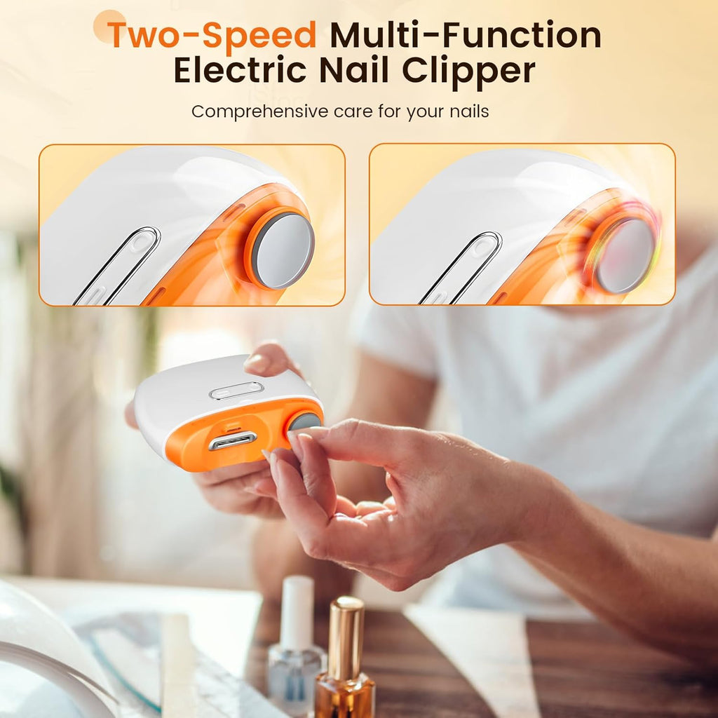2-Speed Electric Nail Clipper & Polisher with LED, Safe for Kids & Seniors