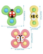 Baby Spinner Toys with Suction Cups (Pack of 3) | Silicone Fidget Spinners for Kids & Babies | BPA-Free Bath & Travel Toys